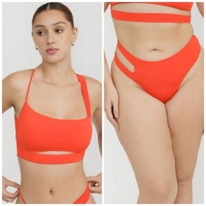 NWT Riot Swim Rayne Top And Kali Bottom Bikini Set Mango Color Large